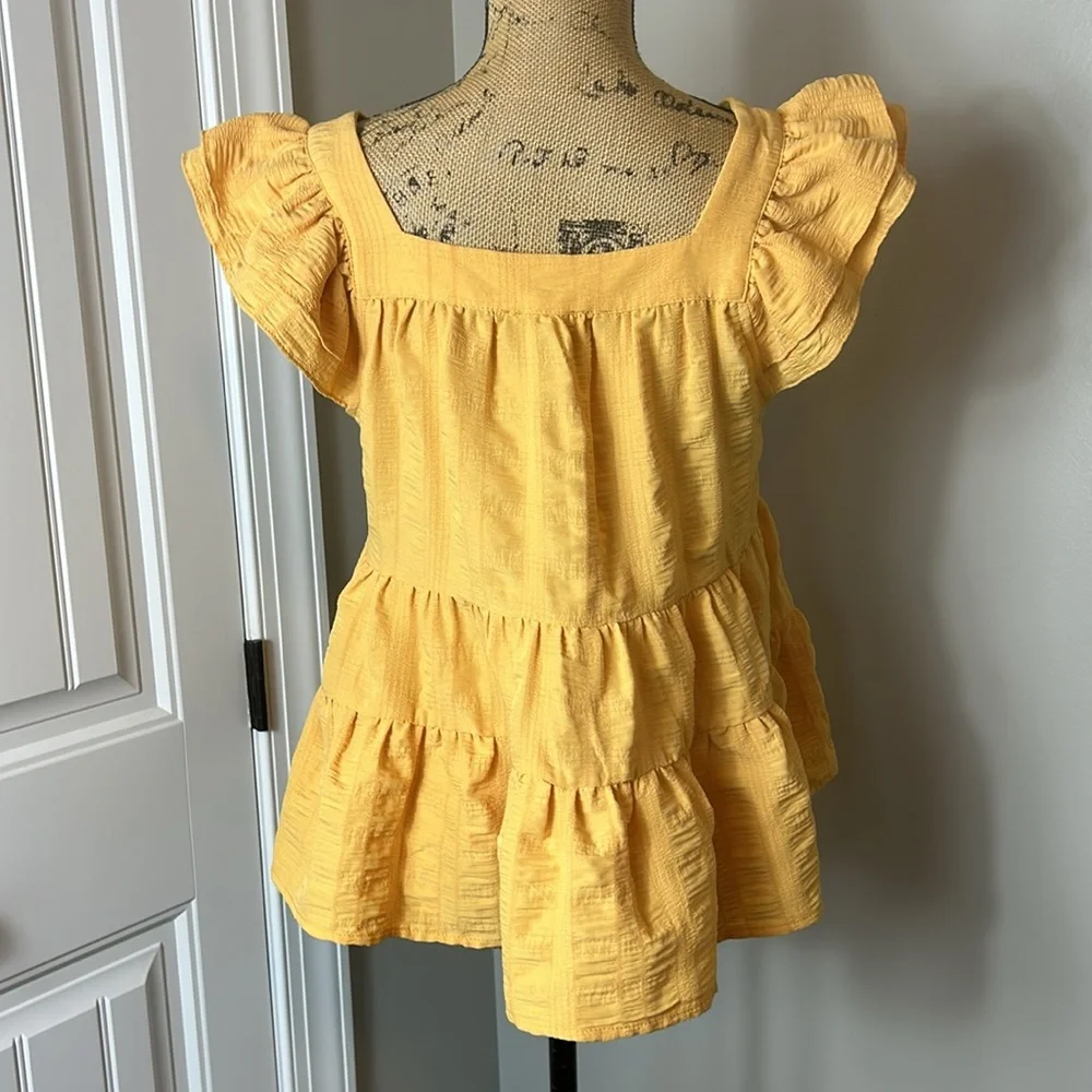 Yellow Ruffled Women's Top - Picture 2 of 4